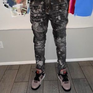 Embellish Black Acid Wash Biker Denim